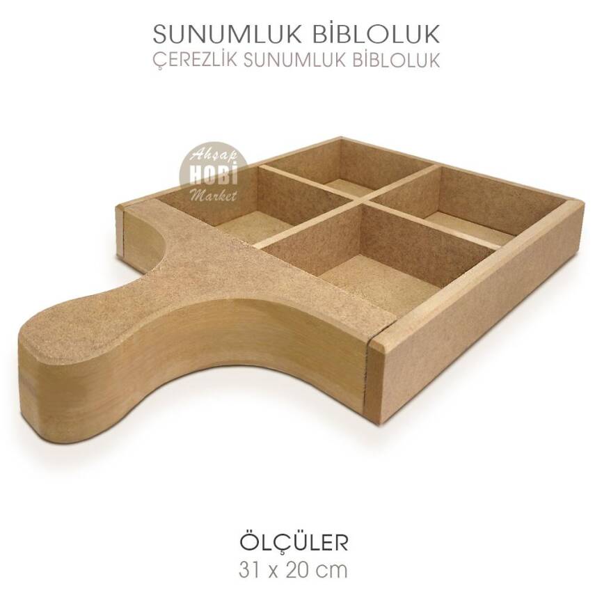 Ahşap Çerezlik Sunumluk Bibloluk (31x22 cm) 4 cm Kalınlık - 2