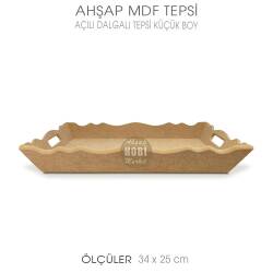 Ahşap Dalgalı Açılı Tepsi Küçük Boy (34x25 cm) Ham - Tual Hobi Sanat (1)