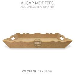 Ahşap Dalgalı Açılı Tepsi Orta Boy (39x30 cm) Ham - Tual Hobi Sanat (1)