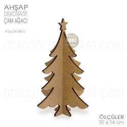 Ahşap Dekoratif Çam Ağacı (20x14 cm) Küçük Boy - Tual Hobi Craft İst