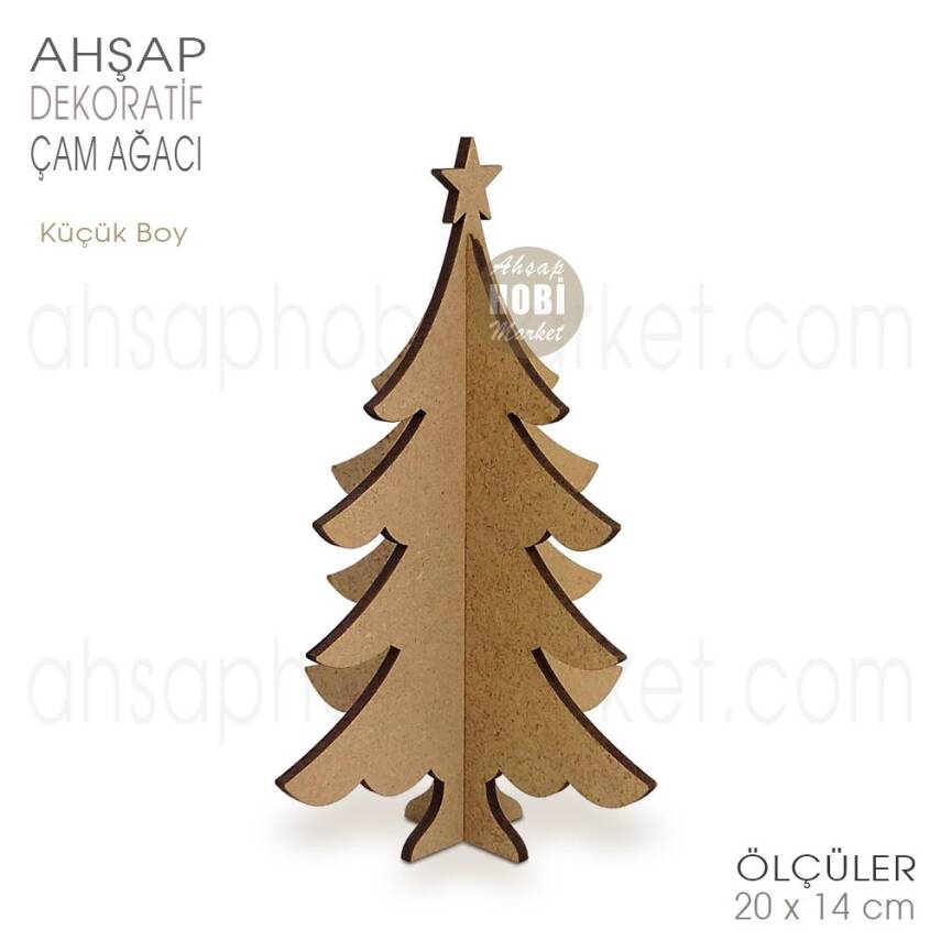 Ahşap Dekoratif Çam Ağacı (20x14 cm) Küçük Boy - 1