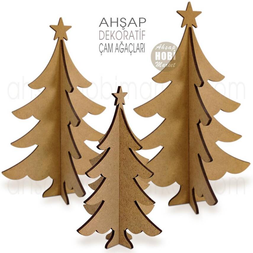 Ahşap Dekoratif Çam Ağacı (40x28 cm) Büyük Boy - 2