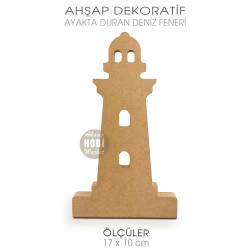 Ahşap Deniz Feneri Figürü Ayakta Durabilen (17x10 cm) - Tual Hobi Sanat
