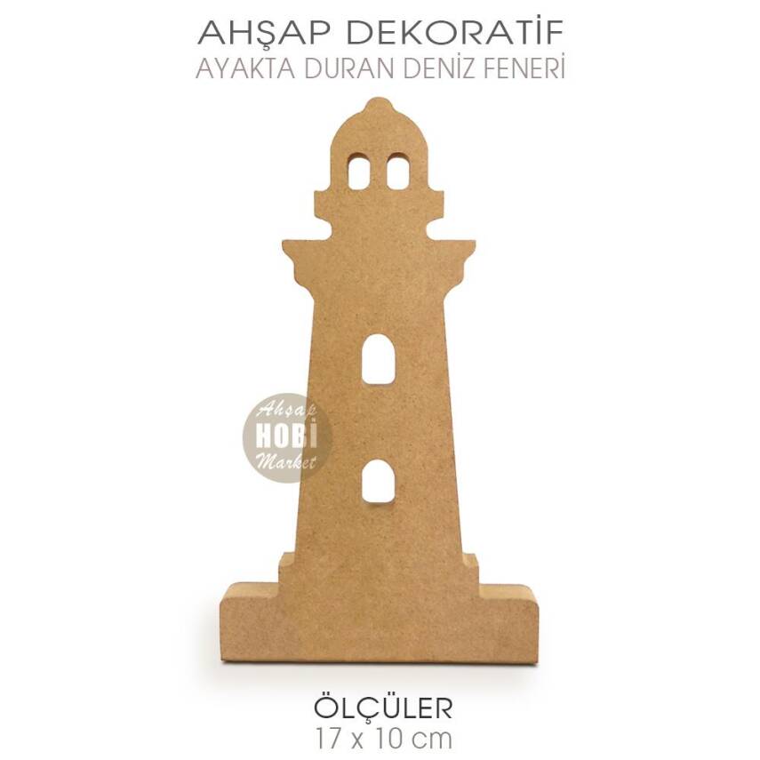 Ahşap Deniz Feneri Figürü Ayakta Durabilen (17x10 cm) - 1