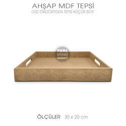 Ahşap Düz Dikdörtgen Tepsi Küçük Boy (30x20cm) - Tual Hobi Sanat (1)