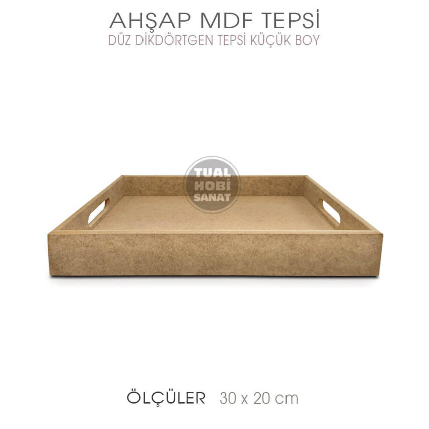 Ahşap Düz Dikdörtgen Tepsi Küçük Boy (30x20cm) - 2