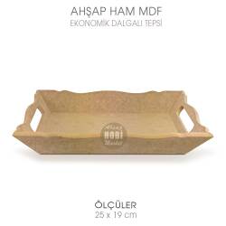 Ahşap Ekonomik Dalgalı Promosyon Tepsi (25x19 cm) - Tual Hobi Sanat