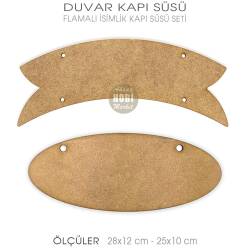 Ahşap Flamalı Oval Duvar ve Kapı Süsü Seti (2 Parça) - Tual Hobi Craft İst