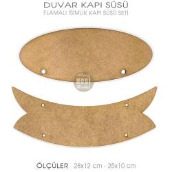 Ahşap Flamalı Oval Duvar ve Kapı Süsü Seti (2 Parça) - Tual Hobi Craft İst (1)