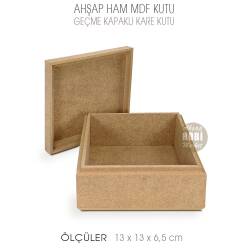 Ahşap Geçme Kapaklı Kare Kutu (13X13cm) Ham Mdf - Tual Hobi Craft İst (1)