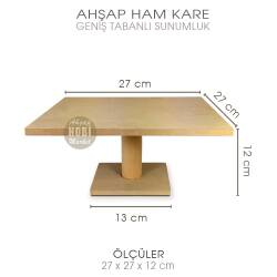Ahşap Geniş Tabanlı Kare Servis Standı (27x27x12 cm) - Tual Hobi Craft İst (1)