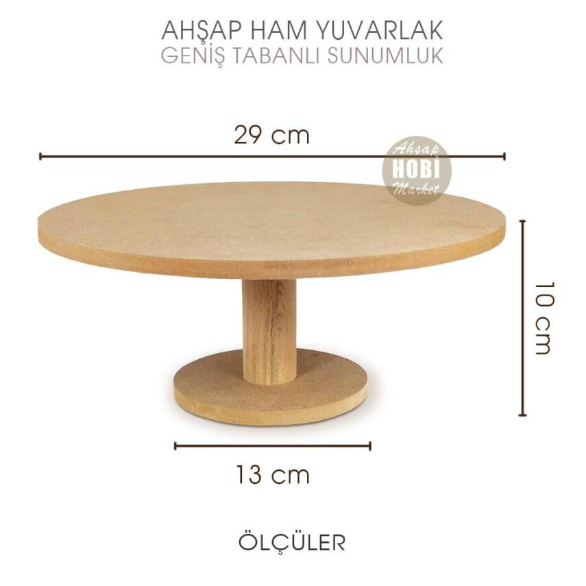 Ahşap Geniş Tabanlı Yuvarlak Servis Standı (29x29x10 cm) - 2