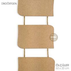 Ahşap Halat İpli 3'lü Duvar Dikdörtgen Pano (63x20 cm) - 3