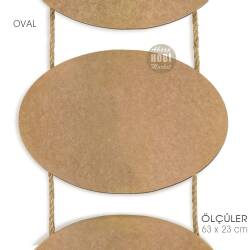 Ahşap Halat İpli 3'lü Oval Duvar Pano (63x23 cm) - 3