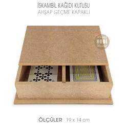 Ahşap İskambil Kağıdı Kutusu (19x14 cm) Ham Mdf - Tual Hobi Craft İst