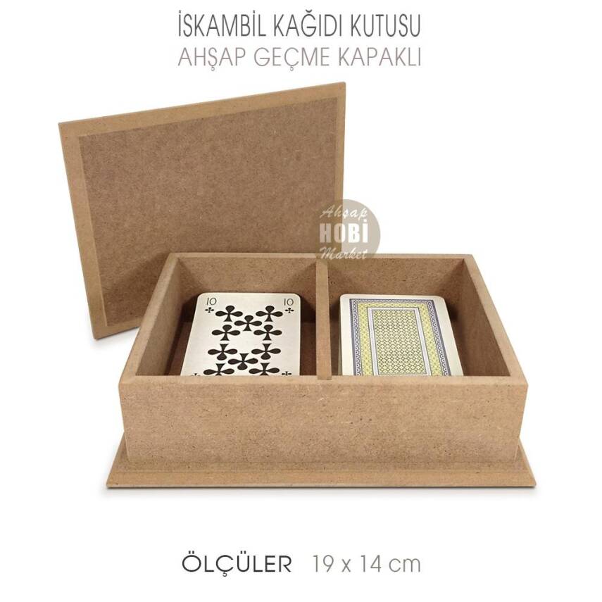 Ahşap İskambil Kağıdı Kutusu (19x14 cm) Ham Mdf - 2