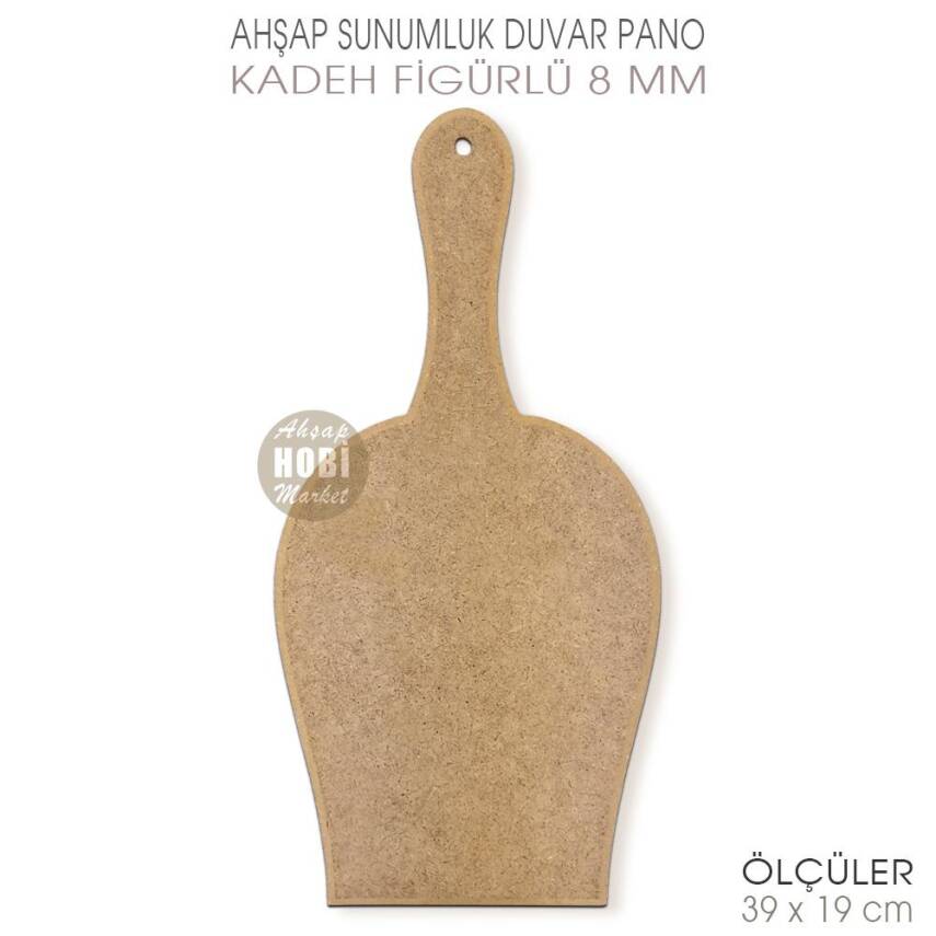 Ahşap Kadeh Figürlü Pano (39x19 cm) Sunumluk Duvar Pano - 1