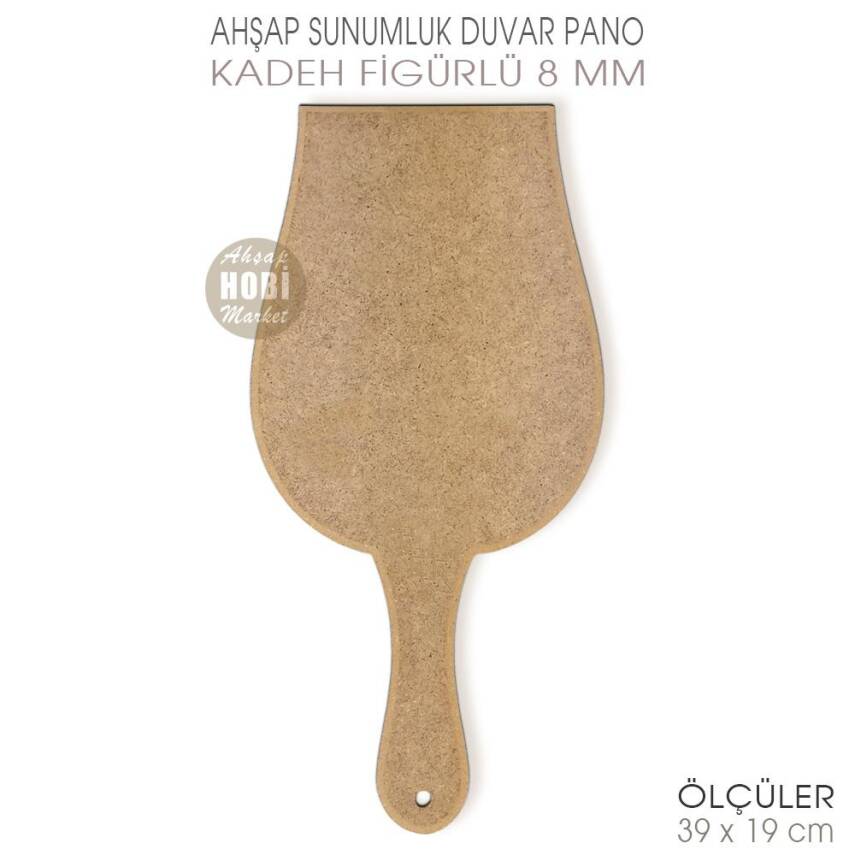 Ahşap Kadeh Figürlü Pano (39x19 cm) Sunumluk Duvar Pano - 2
