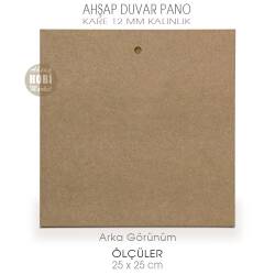 Ahşap Kalın Kare Düz Duvar Pano (25x25cm) Ham Mdf - Tual Hobi Craft İst (1)