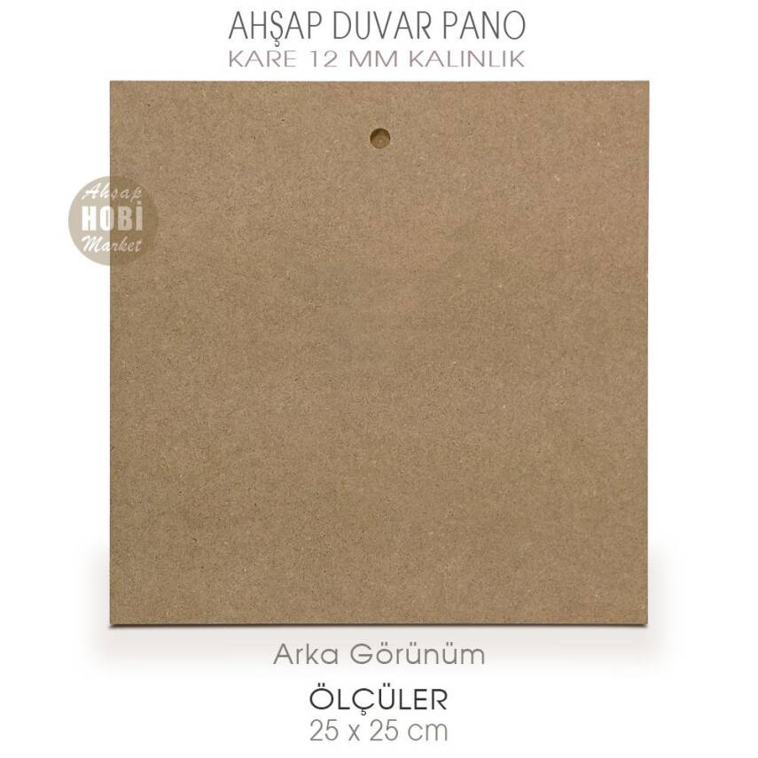 Ahşap Kalın Kare Düz Duvar Pano (25x25cm) Ham Mdf - 2