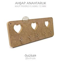 Ahşap Kalp Figürlü 5 Askılı Anahtarlık (23x9 cm) - Tual Hobi Sanat (1)