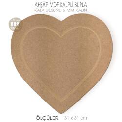 Ahşap Kalpli Supla Servis Pano (32x32 cm) AYD - Tual Hobi Sanat