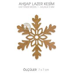 Ahşap Kar Tanesi Model 1 (7x7 cm) Lazer Kesim - Tual Hobi Sanat