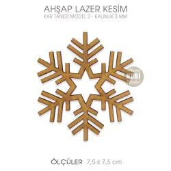 Ahşap Kar Tanesi Model 2 (7,5x7,5 cm) Lazer Kesim - Tual Hobi Sanat
