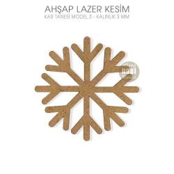 Ahşap Kar Tanesi Model 3 (6x6 cm) Lazer Kesim - Tual Hobi Sanat