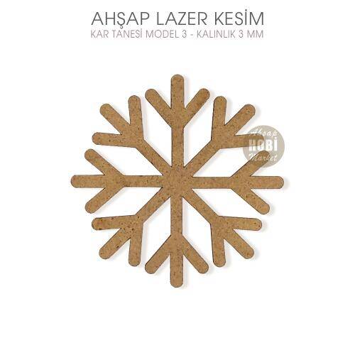 Ahşap Kar Tanesi Model 3 (6x6 cm) Lazer Kesim - 1