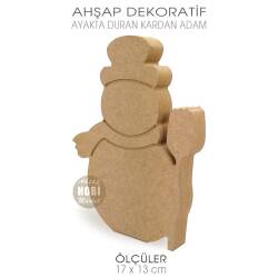 Ahşap Kardan Adam Figürü Ayakta Durabilen (17x13 cm) - Tual Hobi Sanat (1)