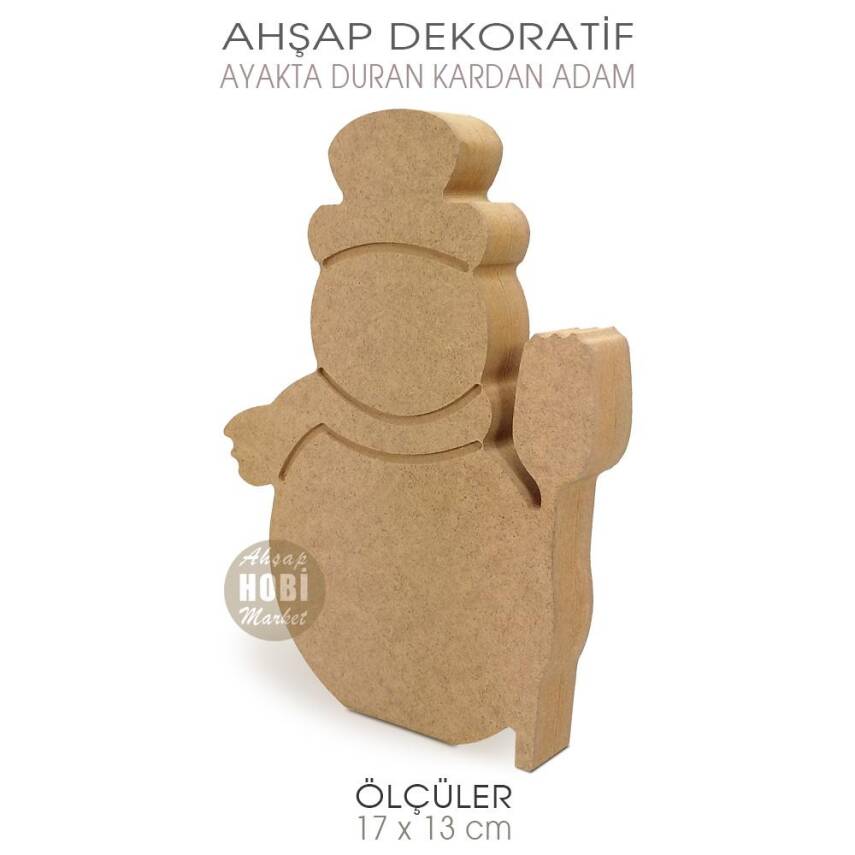 Ahşap Kardan Adam Figürü Ayakta Durabilen (17x13 cm) - 2