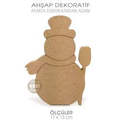 Ahşap Kardan Adam Figürü Ayakta Durabilen (17x13 cm) - Tual Hobi Sanat