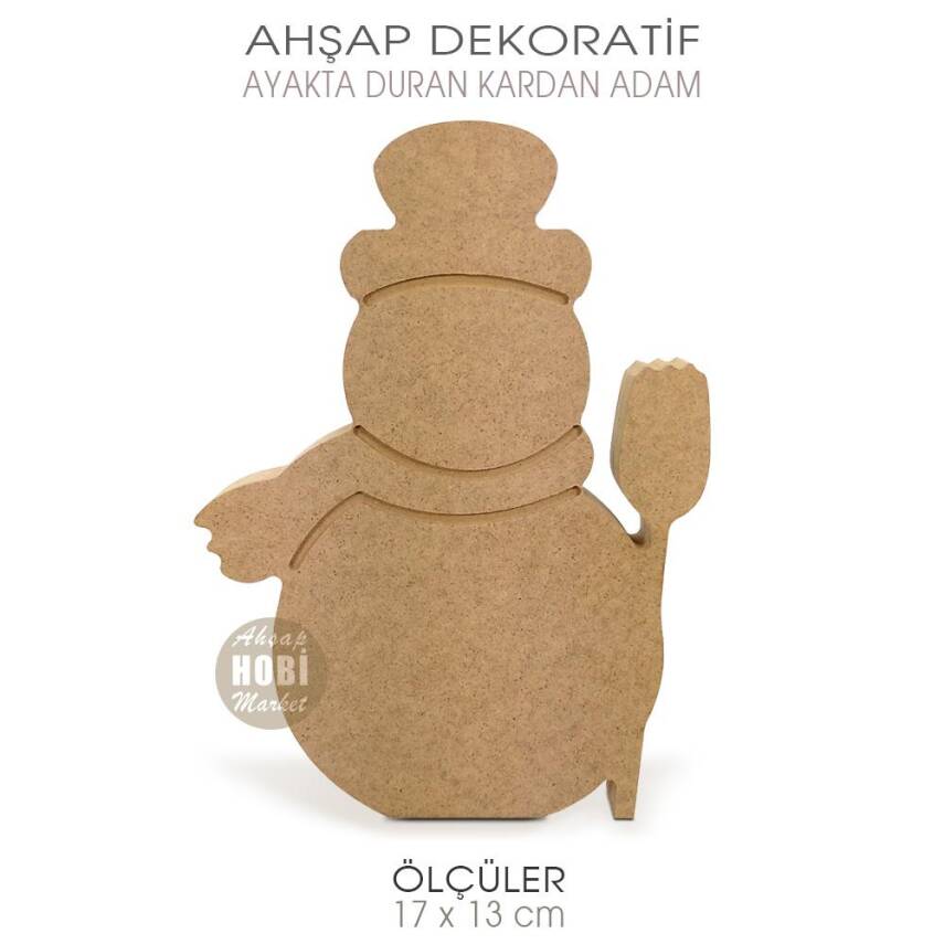 Ahşap Kardan Adam Figürü Ayakta Durabilen (17x13 cm) - 1