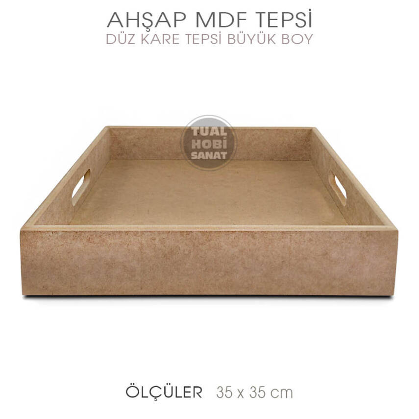 Ahşap Kare Tepsi Büyük Boy (35x35cm) - 2