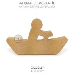 Ahşap Kayıkçı Figür Ayakta Durabilen (17x10 cm) Ham - Tual Hobi Sanat