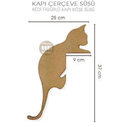 Ahşap Kedi Figürlü Kapı Köşe Süsü (37x25 cm) - Tual Hobi Sanat (1)
