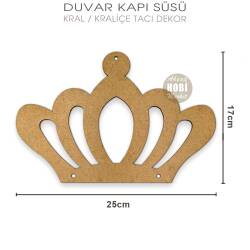 Ahşap Kral Kraliçe Tacı Duvar Kapı Süsü Pano (25x17 cm) - Tual Hobi Sanat (1)