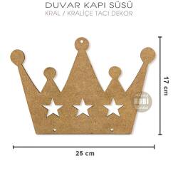 Ahşap Kral Kraliçe Tacı Duvar Kapı Süsü Pano (25x17cm) Model 2 - Tual Hobi Sanat (1)