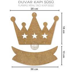 Ahşap Kral Kraliçe Tacı Duvar Kapı Süsü Pano (25x17cm) Model 2 - 5