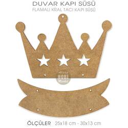 Ahşap Kral Tacı Duvar Kapı Süsü Seti (2 Parça) - Tual Hobi Sanat