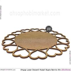 Ahşap Lazer Desenli Kalpli Supla Servis Altı (33x33 cm) - Tual Hobi Craft İst (1)