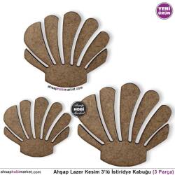 Ahşap Lazer Kesim 3'lü istiridye Kabuğu Seti - Tual Hobi Sanat