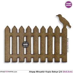 Ahşap Lazer Kesim Kuşlu Bahçe Çiti (9x6,5cm) - Tual Hobi Sanat