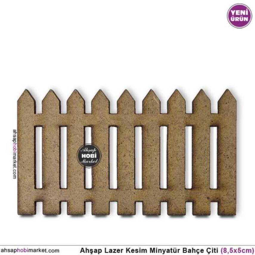 Ahşap Lazer Kesim Minyatür Bahçe Çiti (8,5x5cm) - 1