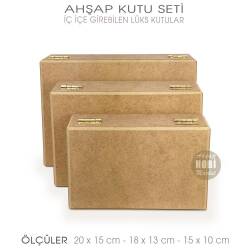 Ahşap Lüks Dikdörtgen Kutu Seti (3 Parça) İç İçe Geçebilir - Tual Hobi Sanat (1)