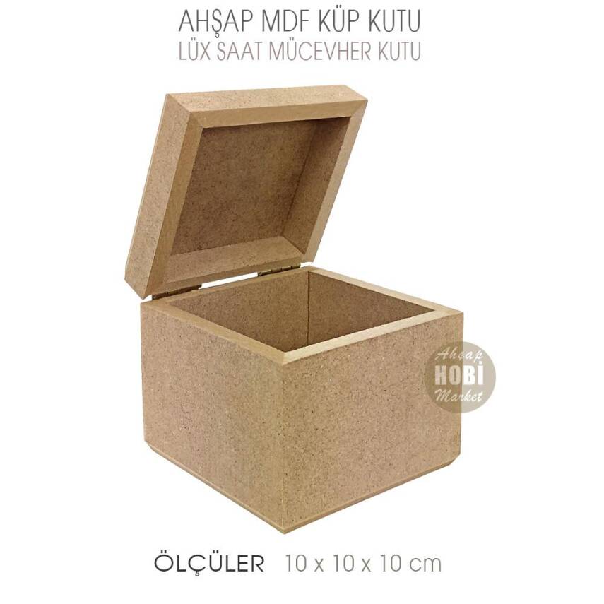 Ahşap Lüx Saat ve Mücevher Kutusu Tekli (10x10x10cm) Küp Kutu - 2