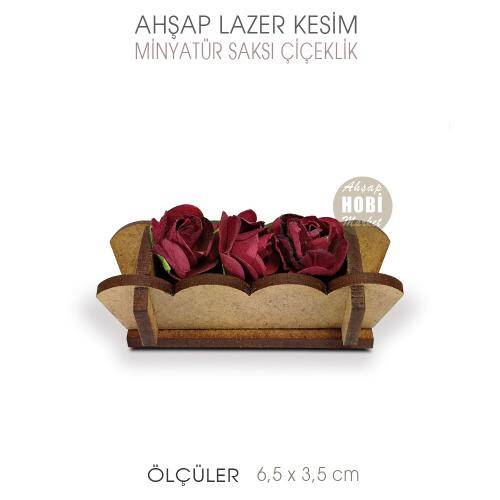 Ahsap Minyatür Saksı Lazer Kesim (6,5x3,5cm) - 1