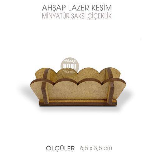 Ahsap Minyatür Saksı Lazer Kesim (6,5x3,5cm) - 2