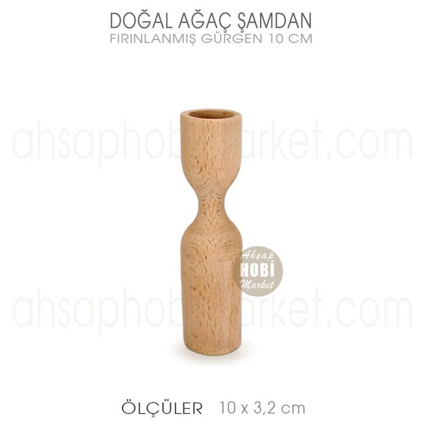 Ahşap Modern Şamdan Mumluk (10X3,2 cm) Küçük Boy Doğal Ağaç - 1